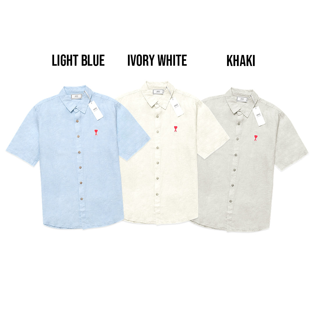 4M1 Linen Blend Short Sleeve Shirt
