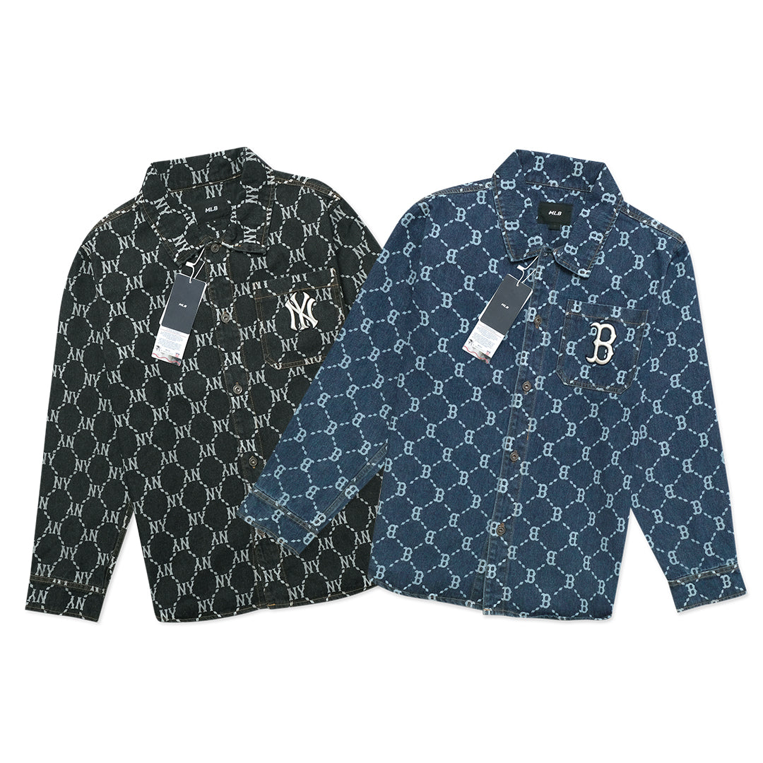 M7B Monogram Denim Long Sleeve Shirt