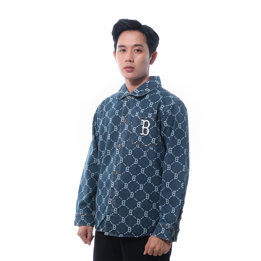 M7B Monogram Denim Long Sleeve Shirt