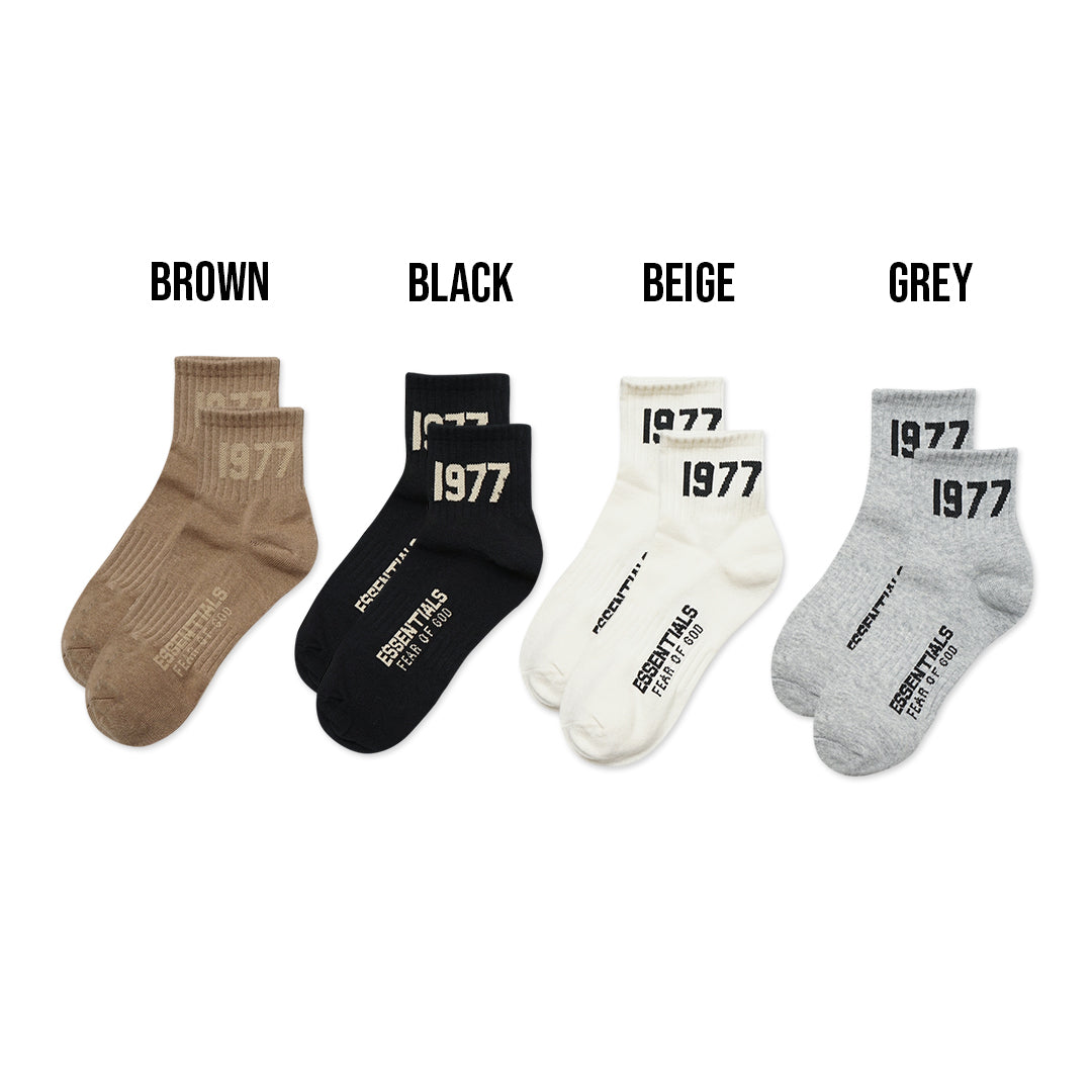 FOG 1977 Text Logo Quarter Socks