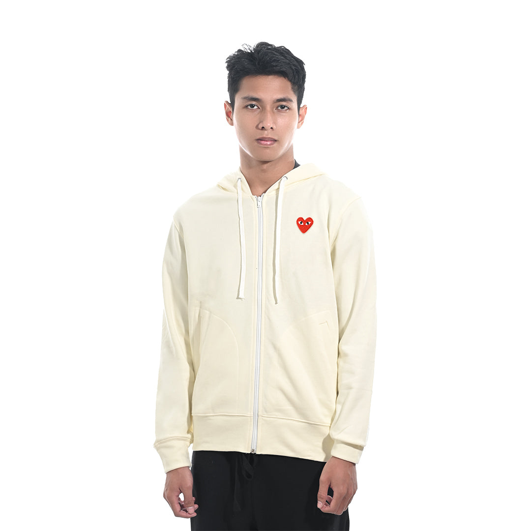 CDG Play Five Heart Print Zip-Up Hoodie