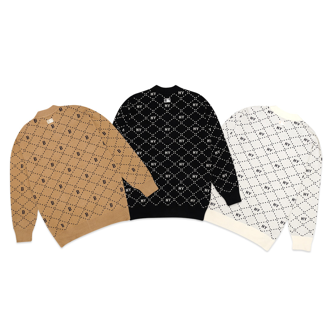 M7B Diamond Monogram Jacquard Cardigan