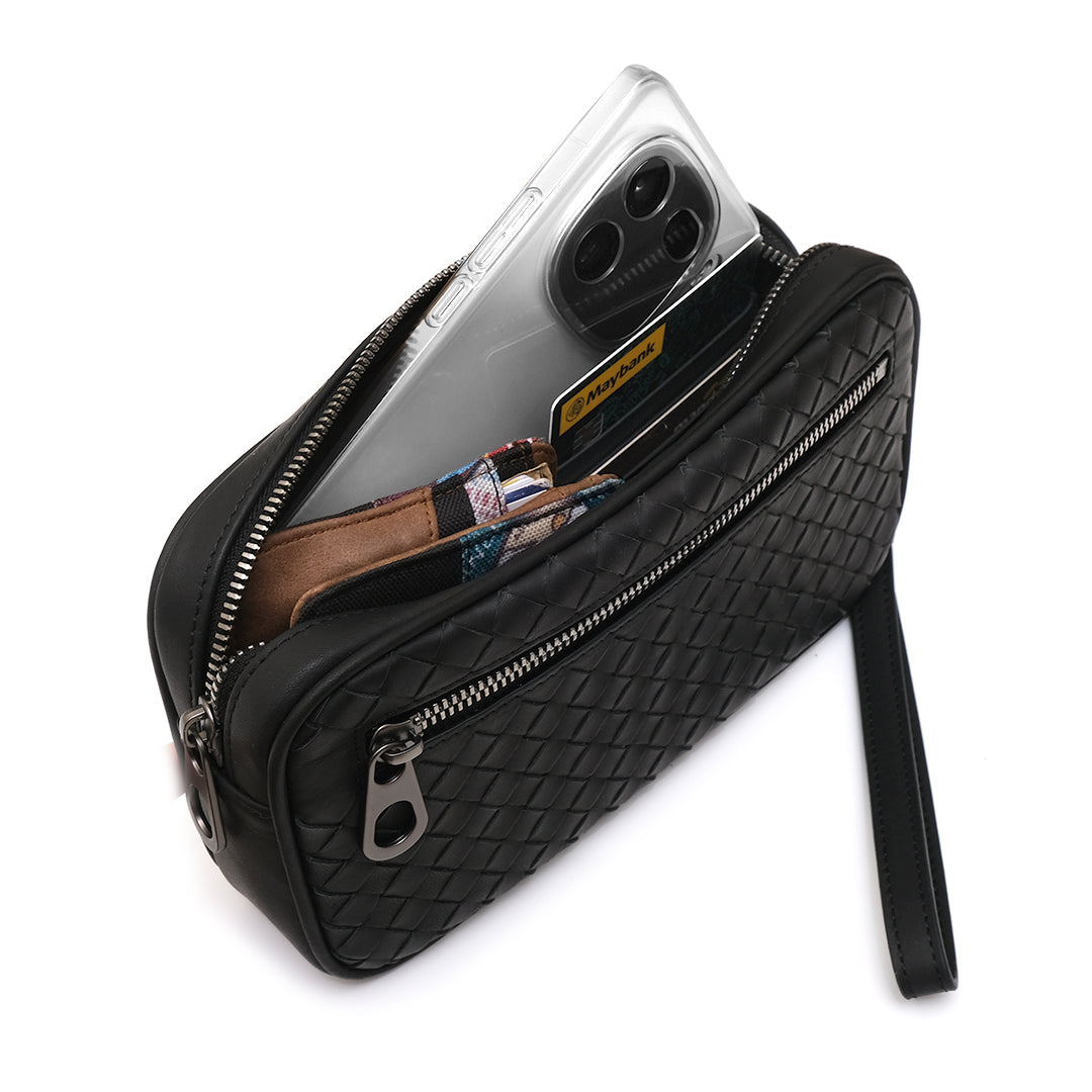FOLX Intrecciato Zip Clutch