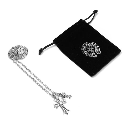 CHR Double Crosses Pendant Necklace