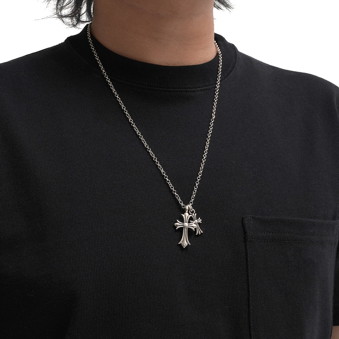 CHR Double Crosses Pendant Necklace