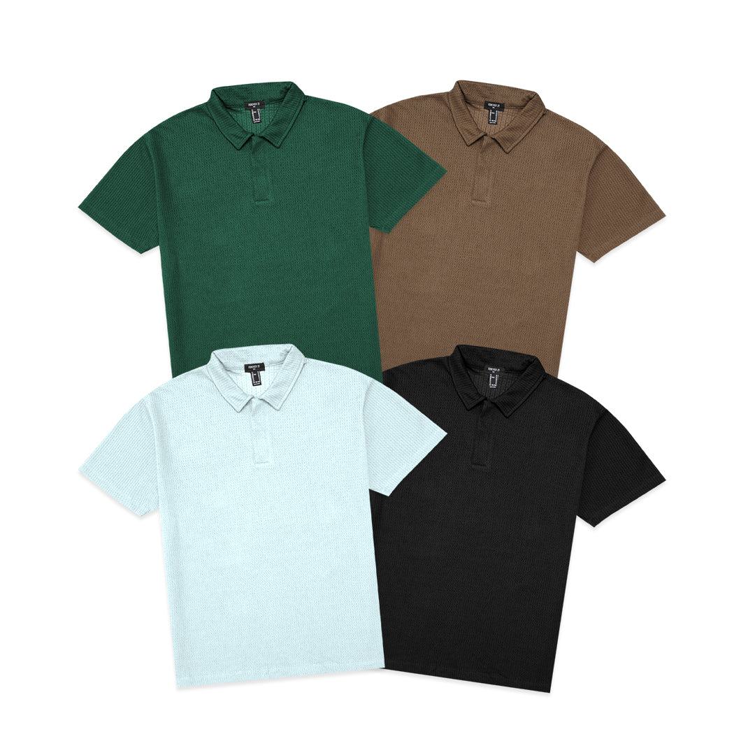 Forever21 Waffle Knit Polo Shirt