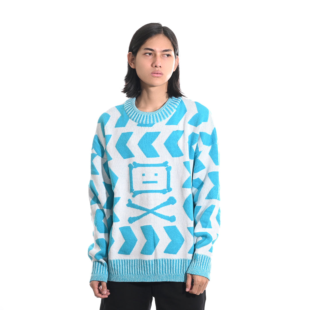 ASD Face Keith Cross Bones Face Knit Sweater