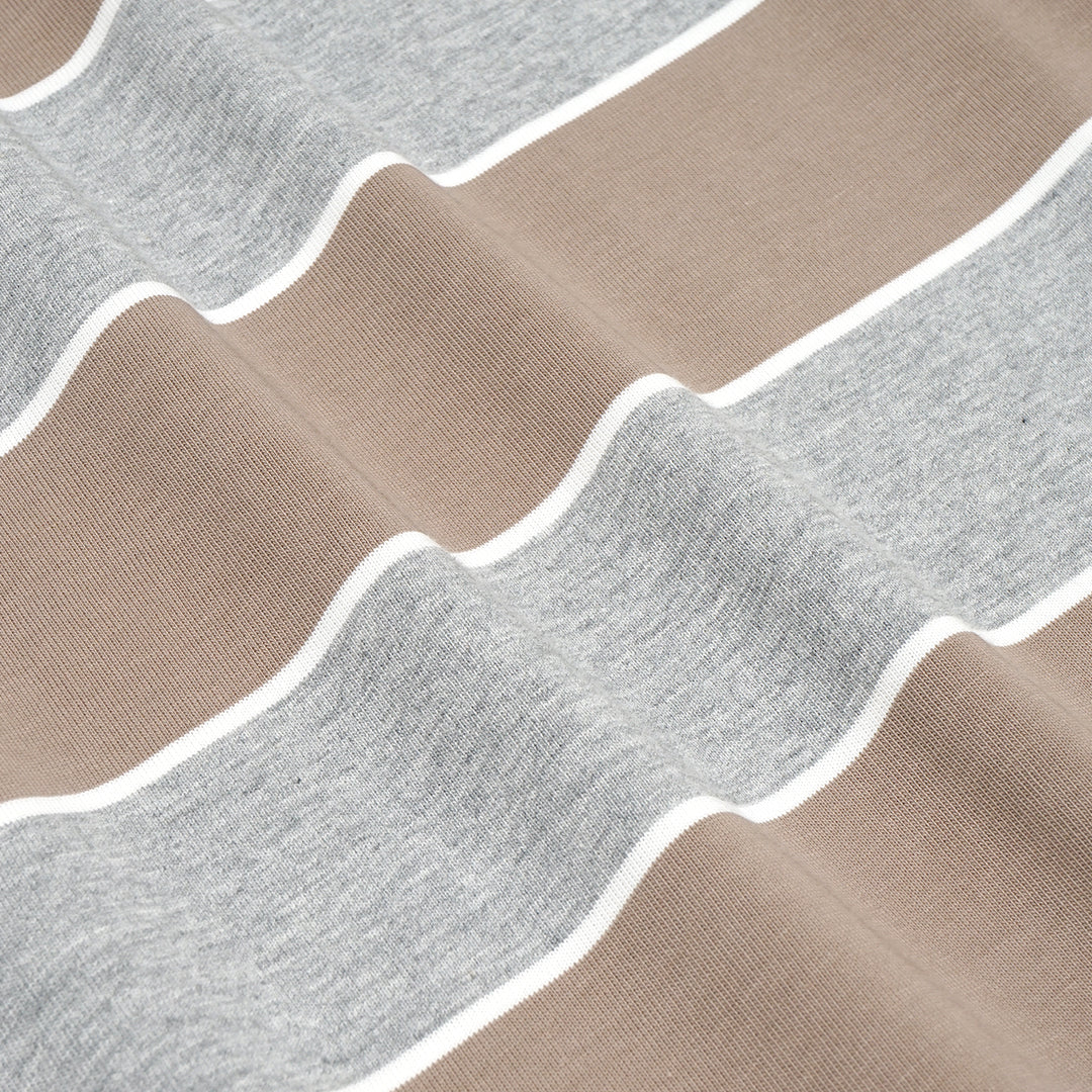 FOLX Brown-Grey Wide Stripes T-Shirt
