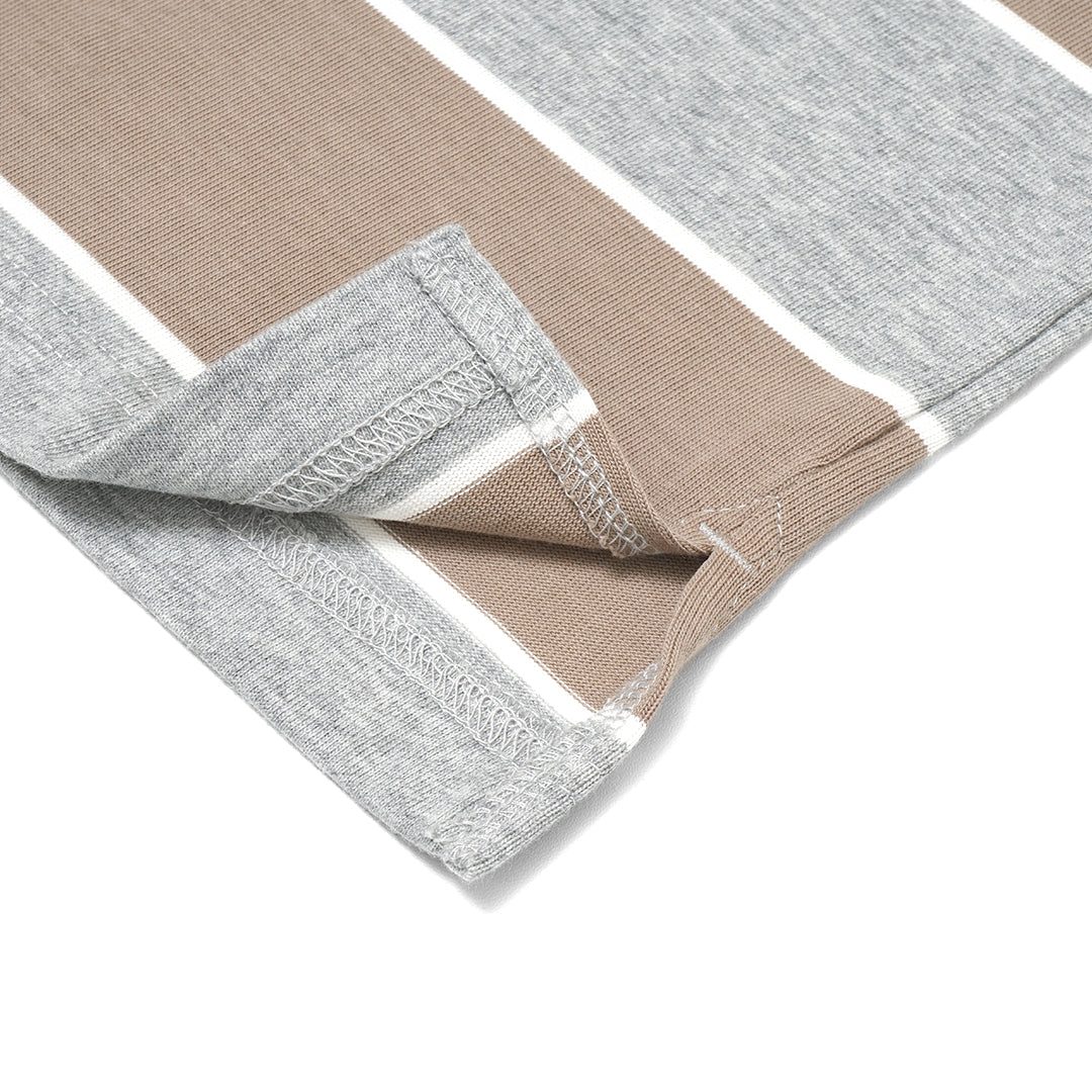 FOLX Brown-Grey Wide Stripes T-Shirt