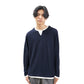 FOLX U Collar Horizontal Texture Long Sleeve T-Shirt