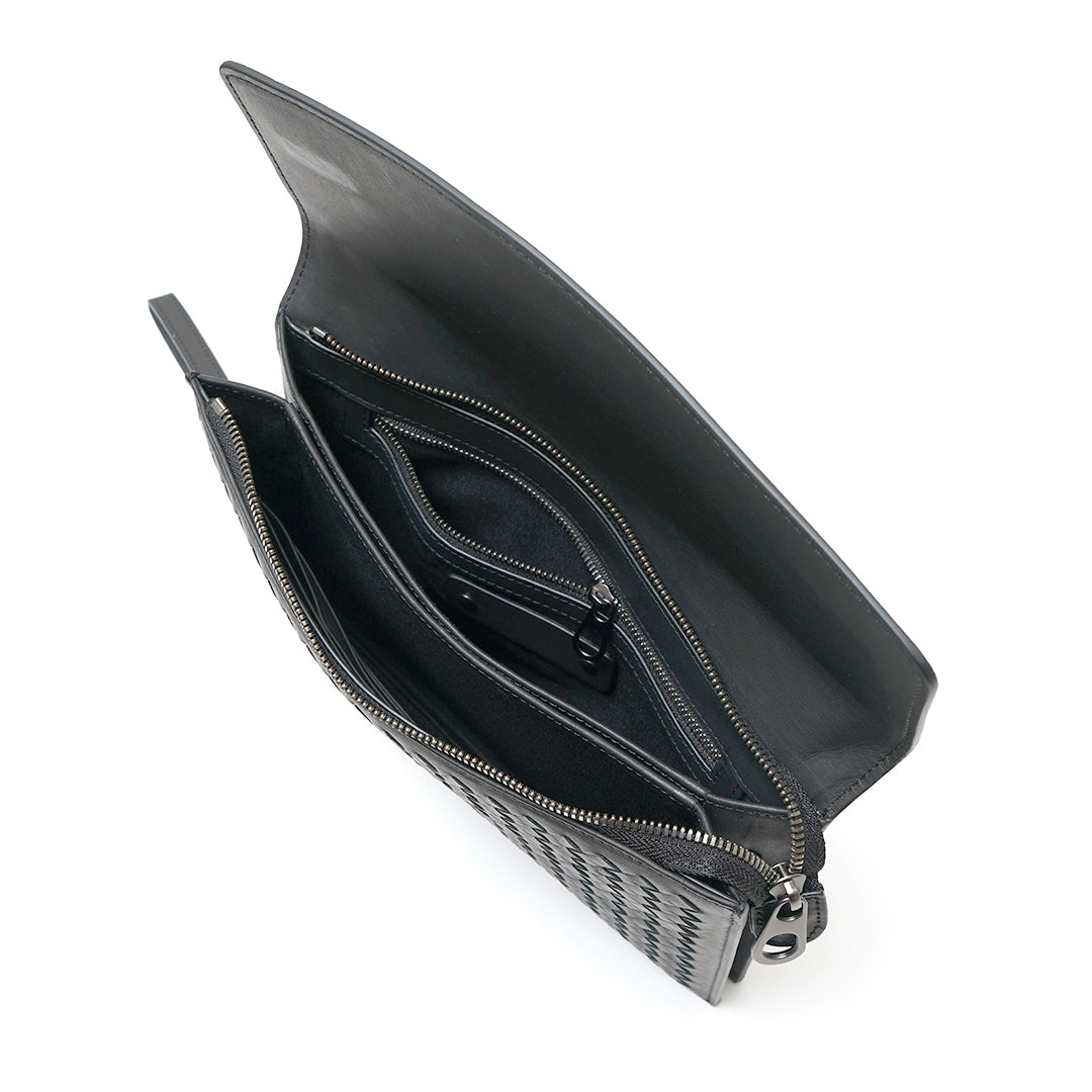 FOLX Intrecciato Front Flap Clutch