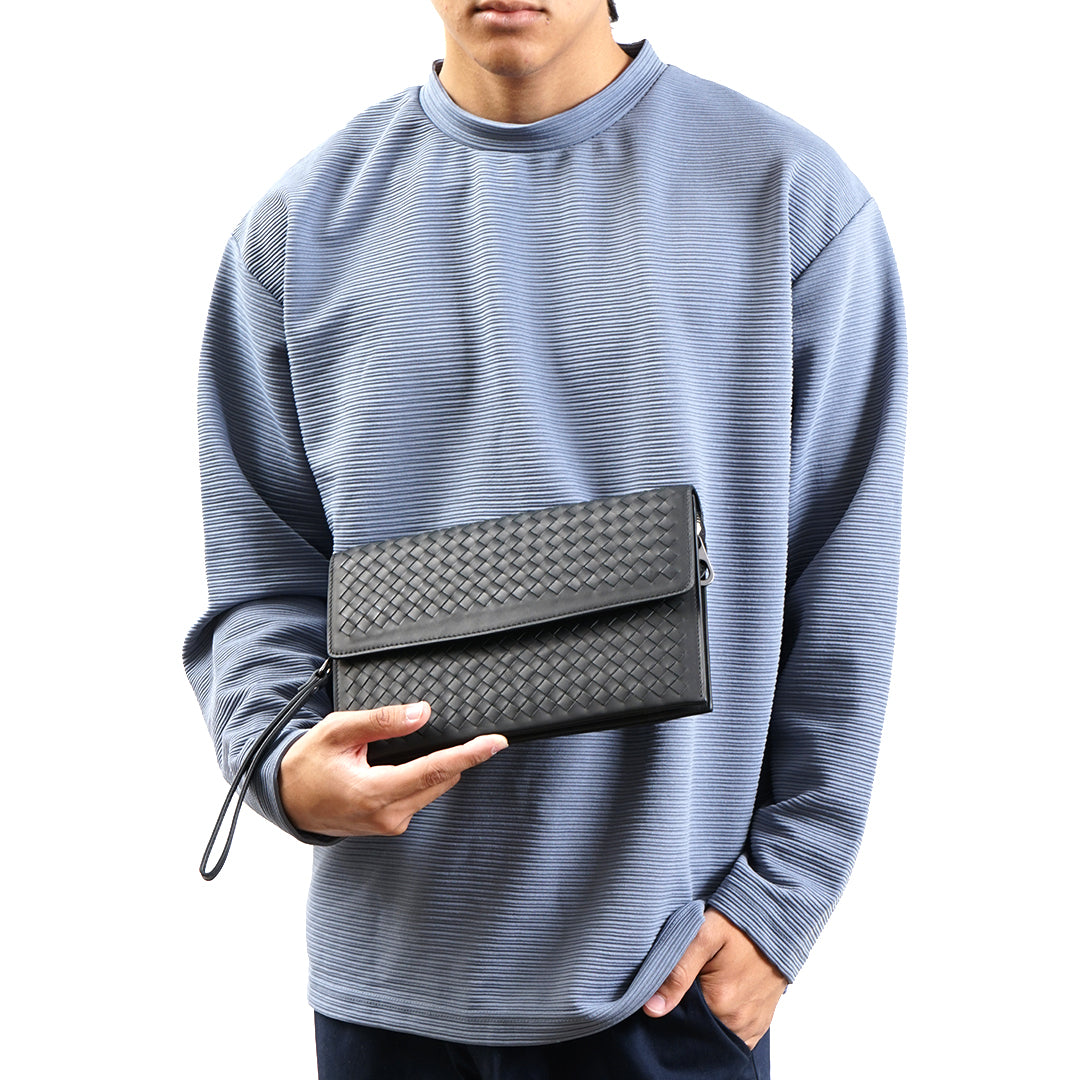 FOLX Intrecciato Front Flap Clutch