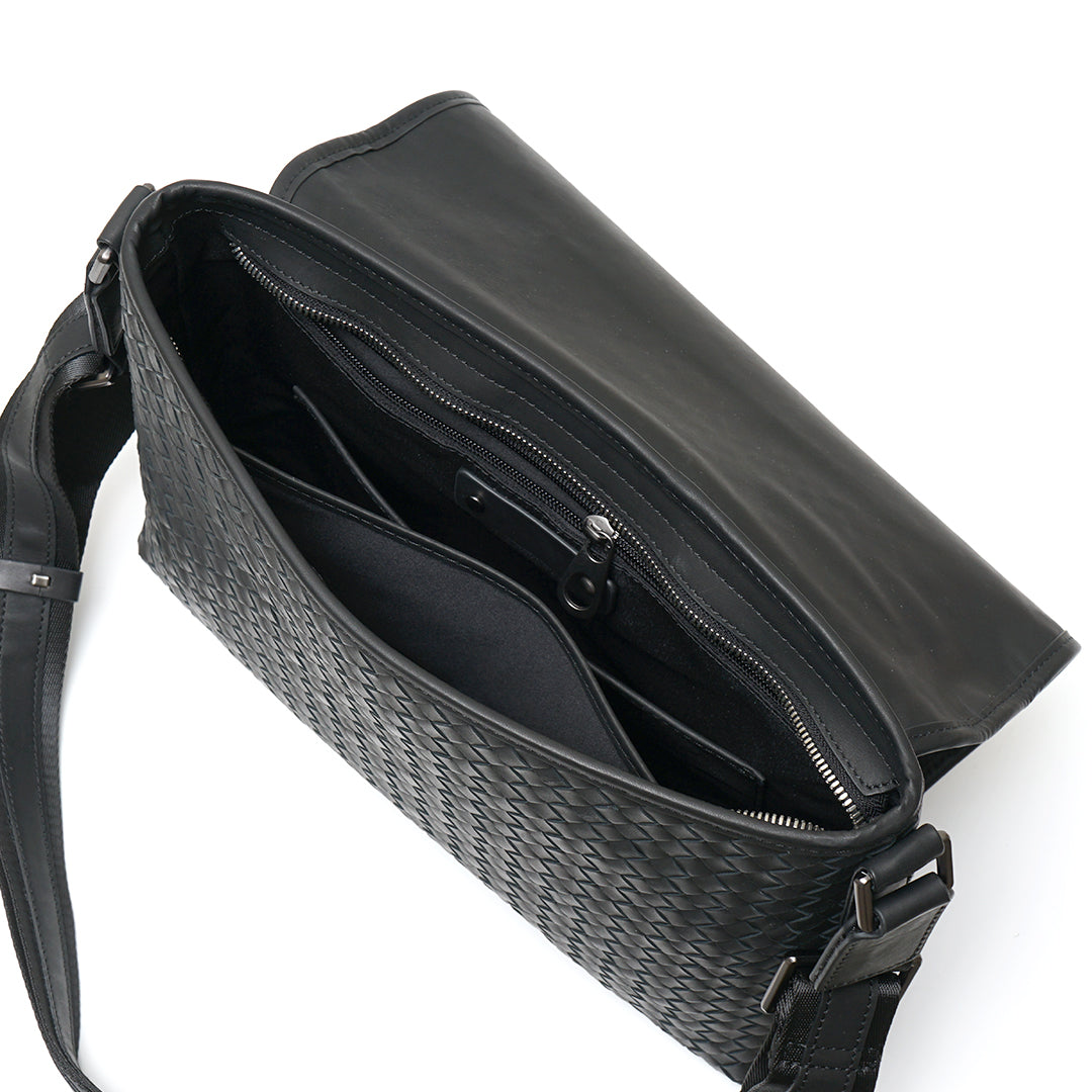 FOLX Intrecciato Front Flap Messenger Bag