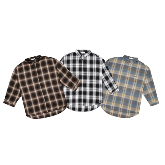 Helm C Embroidery Flannel Long Sleeve Shirt