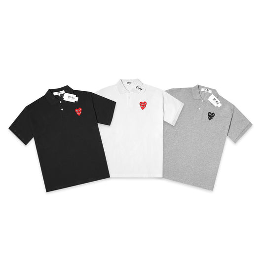 CDG Play Overlapping Hearts Polo Shirt