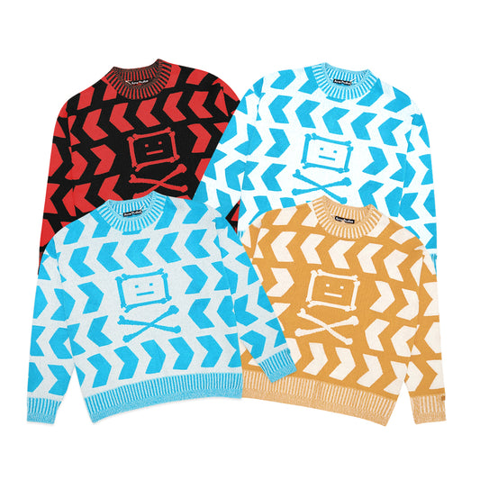 ASD Face Keith Cross Bones Face Knit Sweater