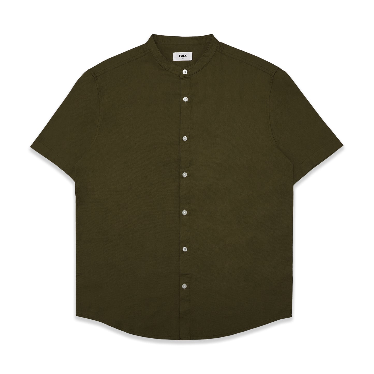 FOLX Stand Collar Oxford Short Sleeve Shirt