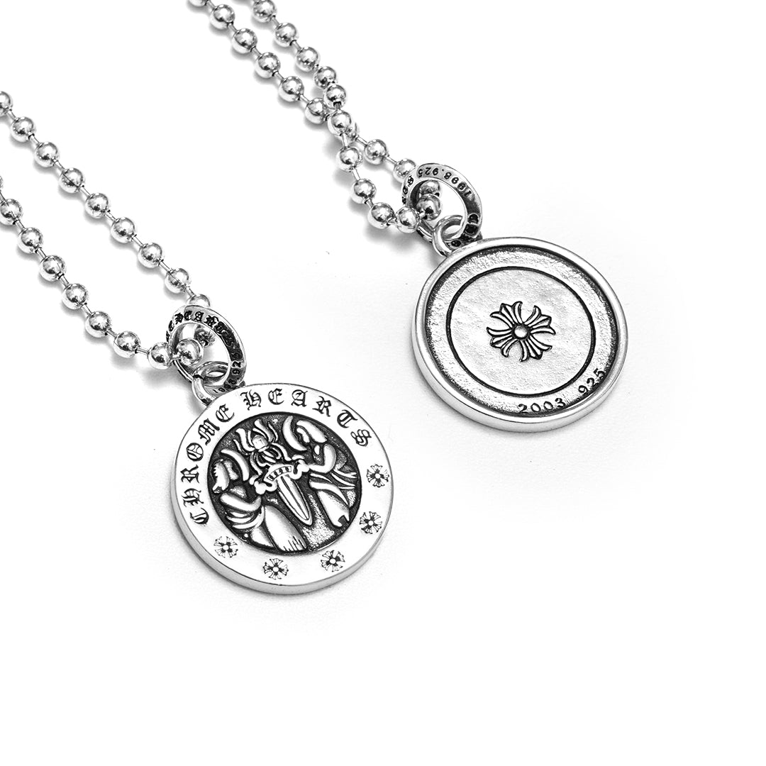 CHR Round Angel Medallion Pendant Necklace