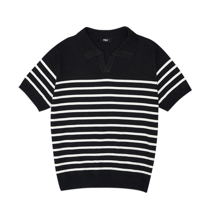 FOLX Striped Knit Polo Shirt