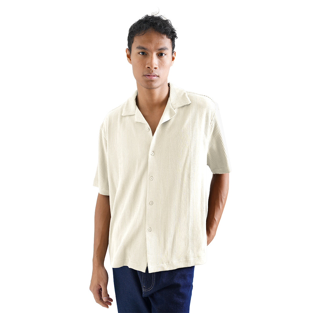 FOLX Vertical Waffle Texture Short Sleeve Shirt