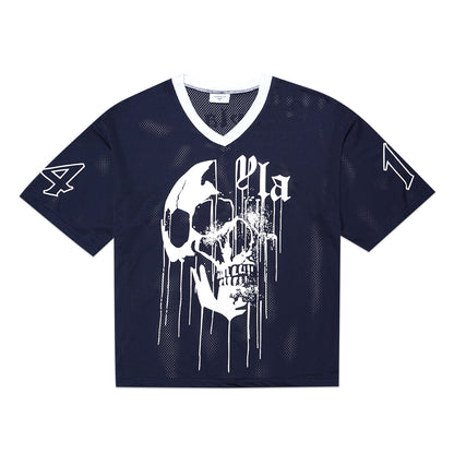 YOUNGLA Drippy Skull Jersey T-Shirt