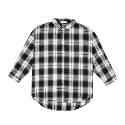 Helm C Embroidery Flannel Long Sleeve Shirt