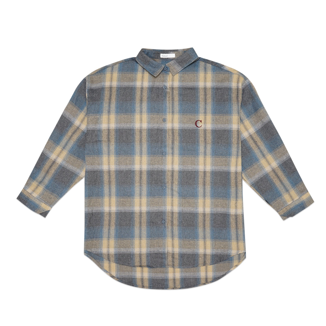 Helm C Embroidery Flannel Long Sleeve Shirt