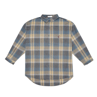 Helm C Embroidery Flannel Long Sleeve Shirt