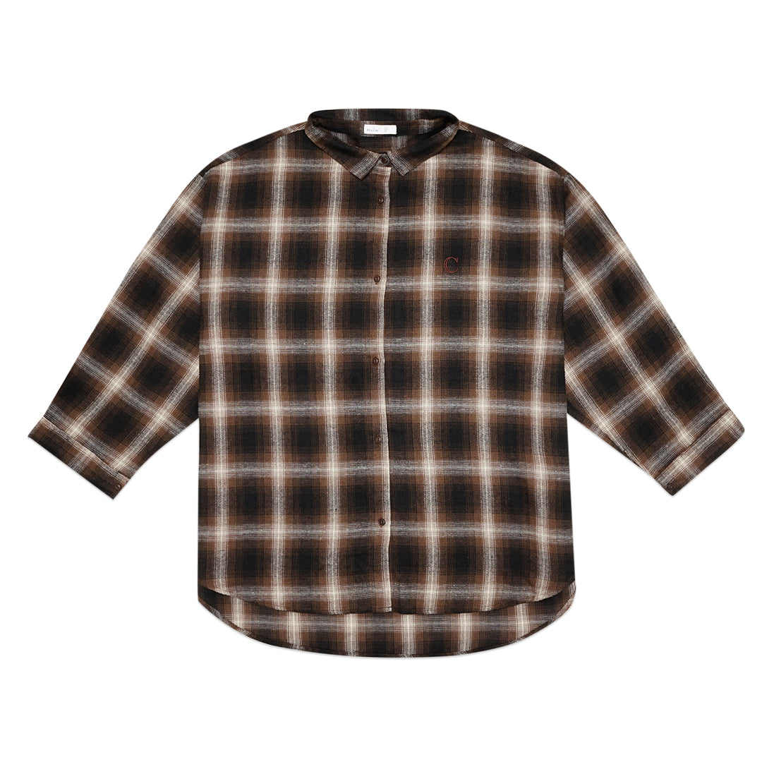 Helm C Embroidery Flannel Long Sleeve Shirt