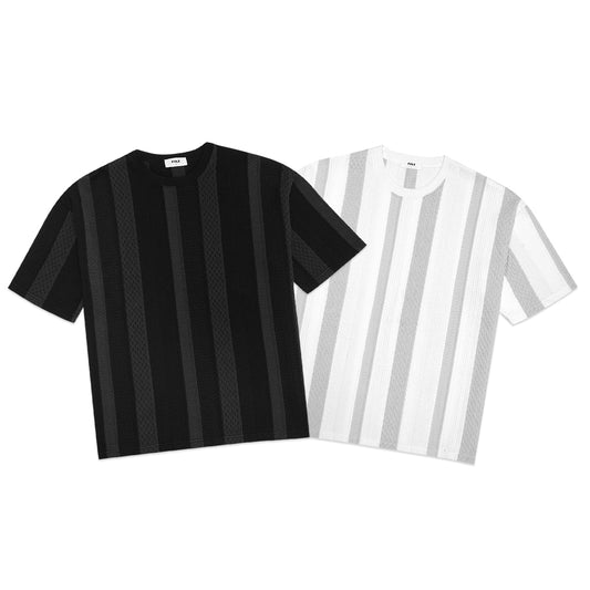 FOLX Alternating Vertical Knit T-Shirt