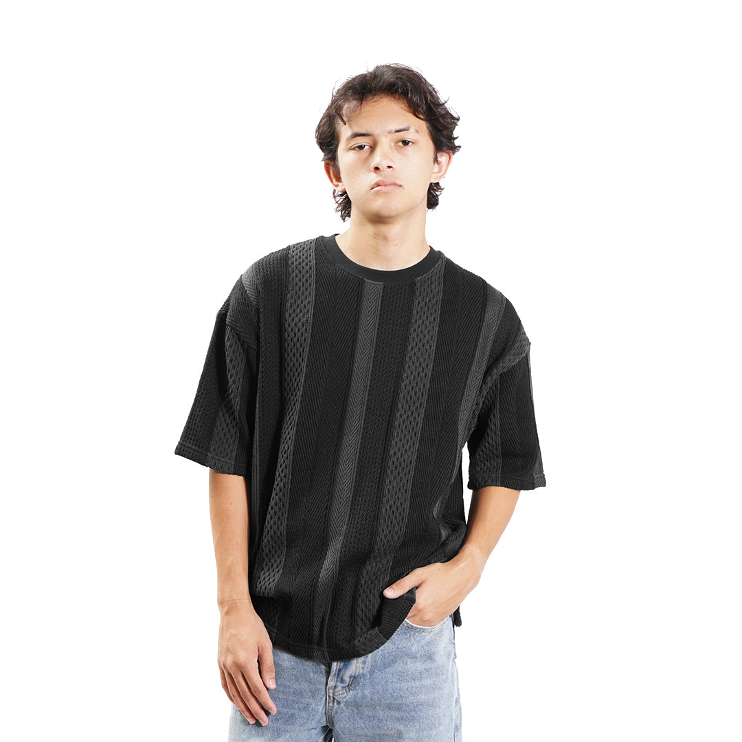 FOLX Alternating Vertical Knit T-Shirt