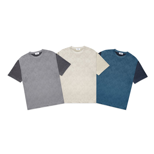 FOLX Color-Block Sleeves Diamond Texture T-Shirt