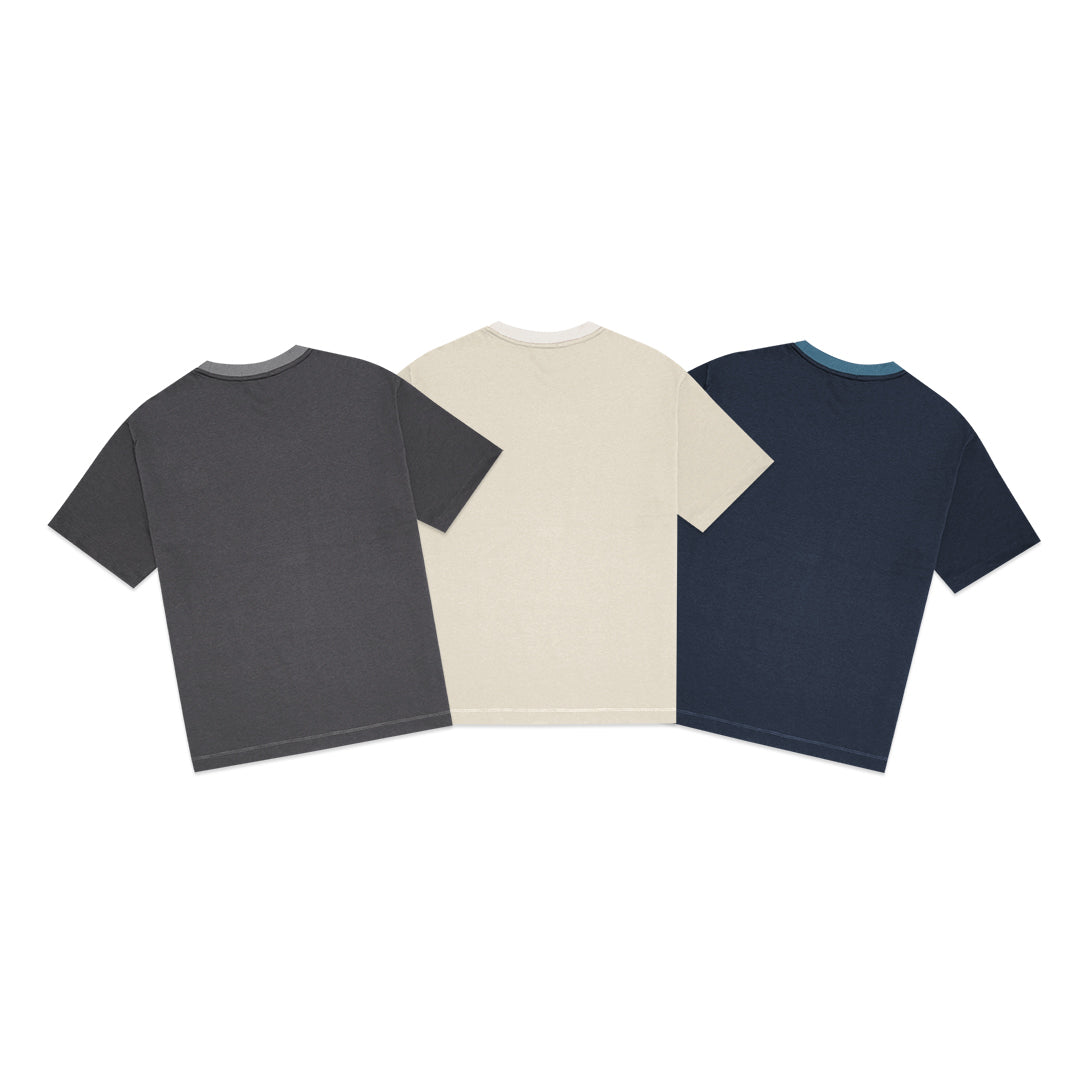 FOLX Color-Block Sleeves Diamond Texture T-Shirt