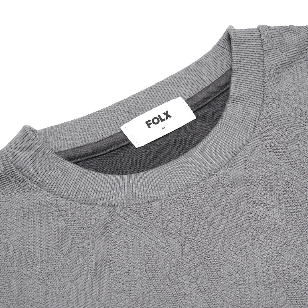 FOLX Color-Block Sleeves Diamond Texture T-Shirt