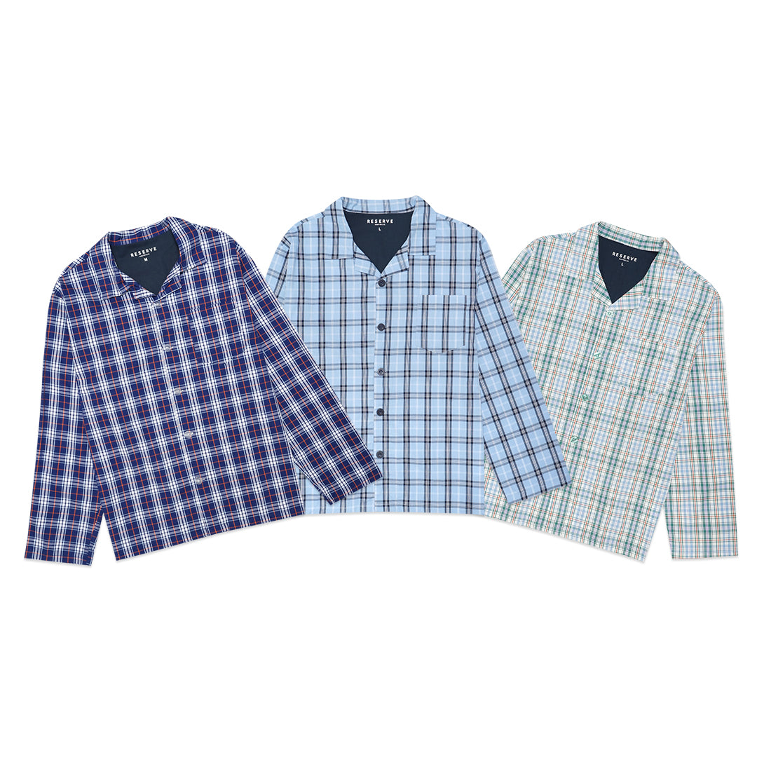Reserve Checkered Poplin Long Sleeve Pyjama Set