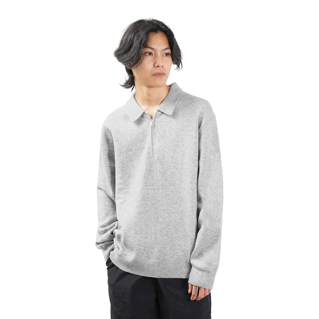 Suare Half Zip-Up Faux-Wool Knit Jacket