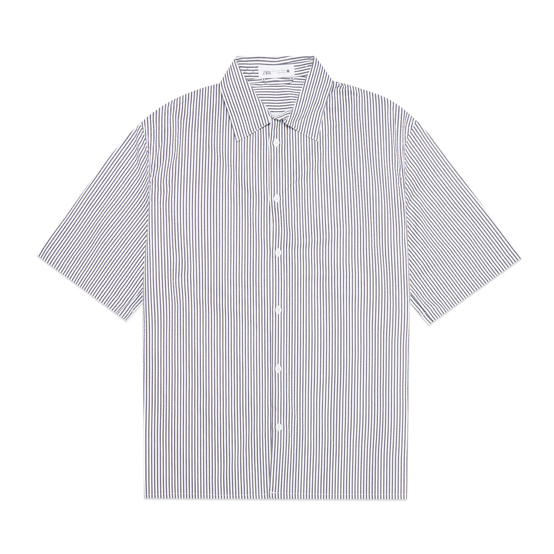ZRA Stripes Elastic Short Sleeve Shirt