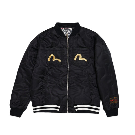Evisu Taka Embroidered Padded Bomber Jacket