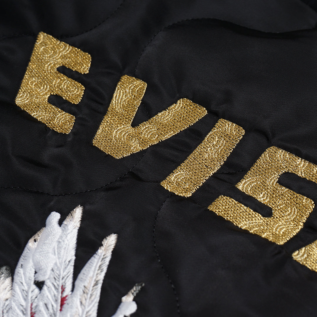 Evisu Taka Embroidered Padded Bomber Jacket