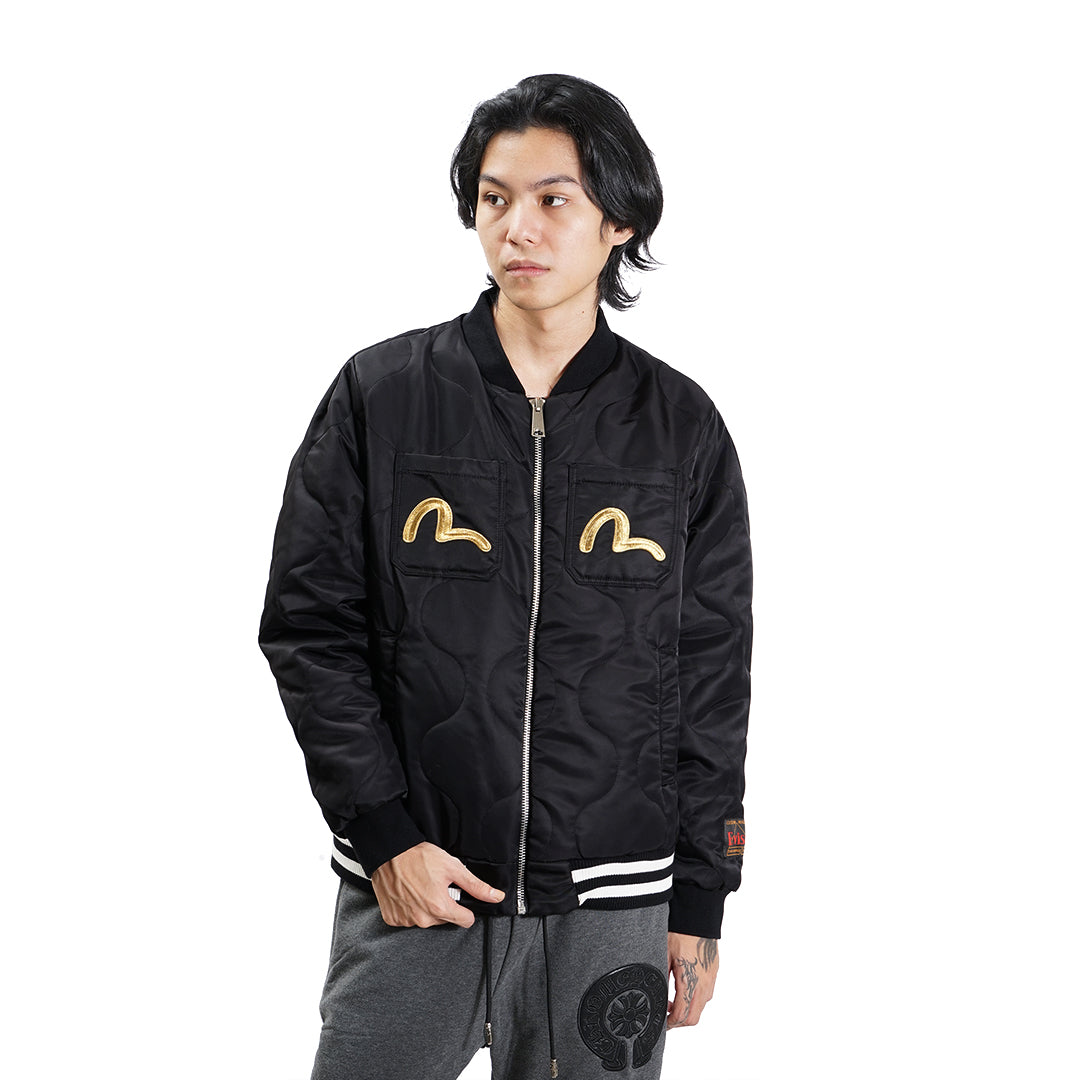 Evisu Taka Embroidered Padded Bomber Jacket