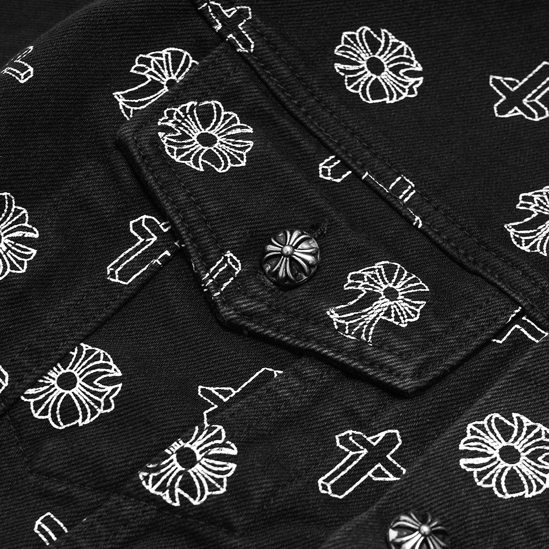 CHR Logo Print Denim Jacket