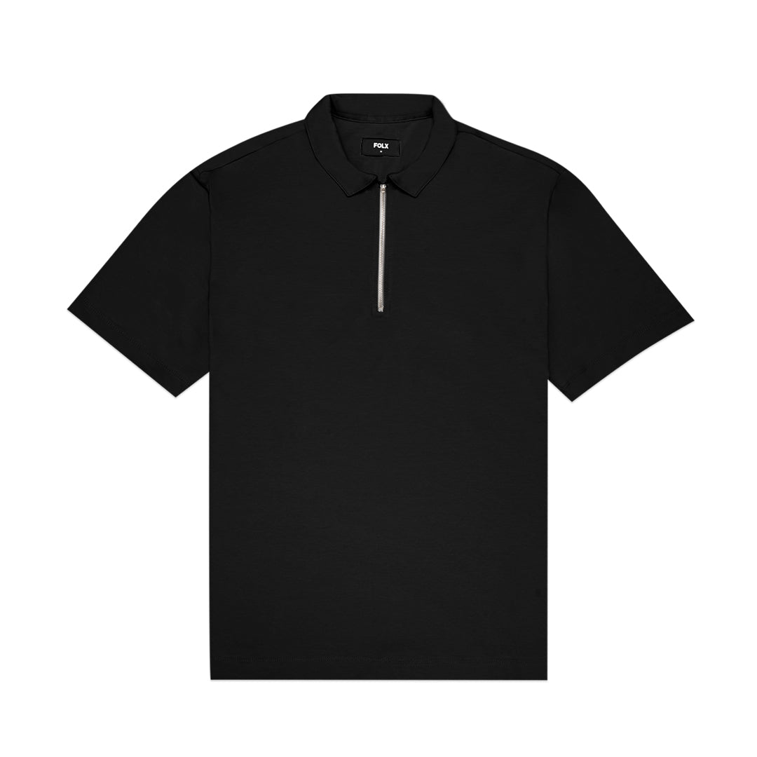 FOLX Half Zipper Elastic Cotton Polo Shirt