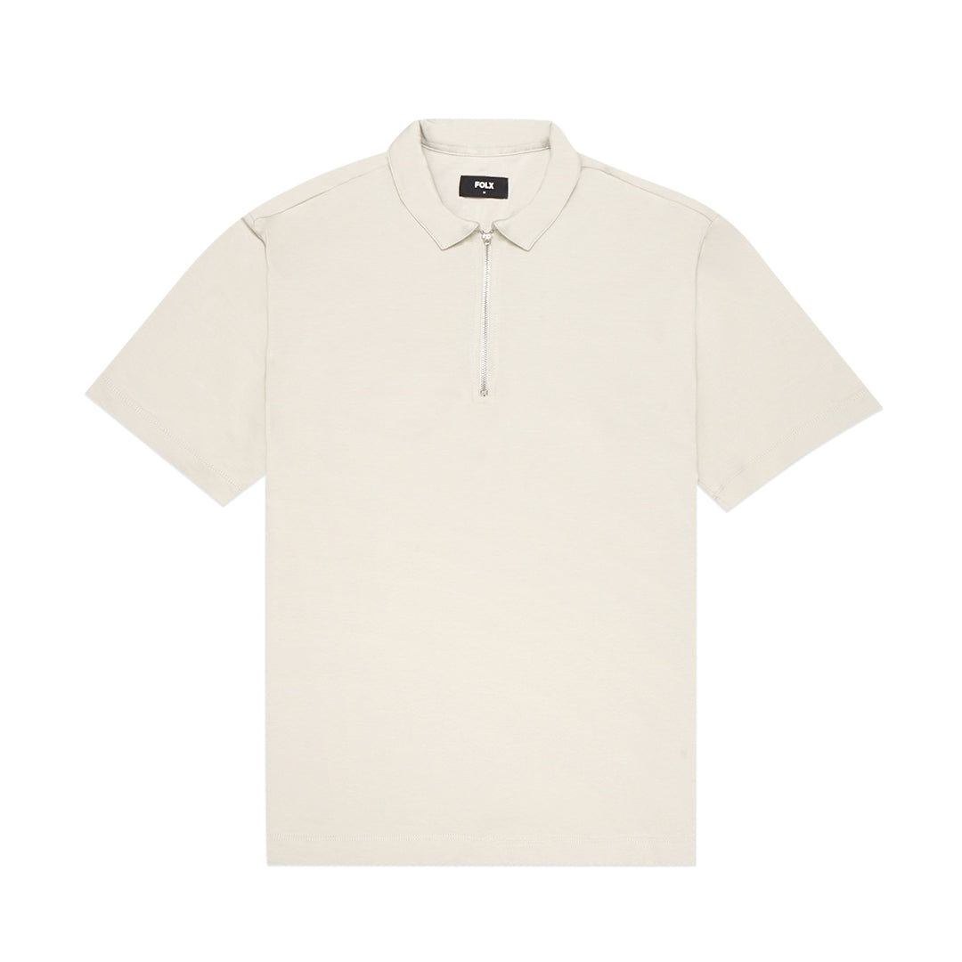 FOLX Half Zipper Elastic Cotton Polo Shirt