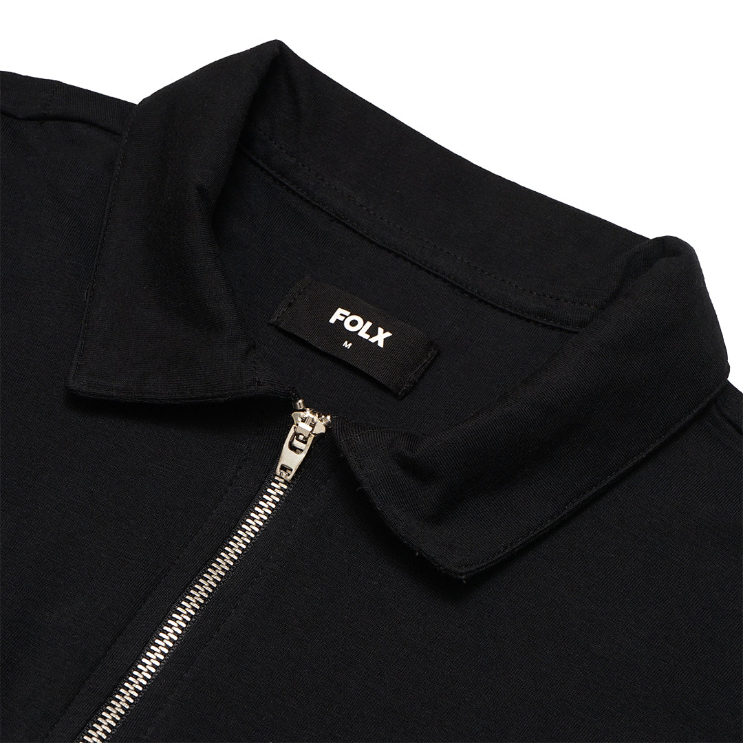 FOLX Half Zipper Elastic Cotton Polo Shirt