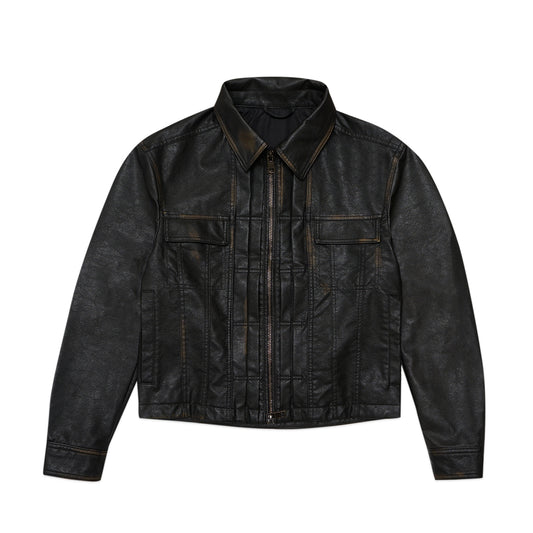 ZRA Faded Effect Faux-Leather Jacket