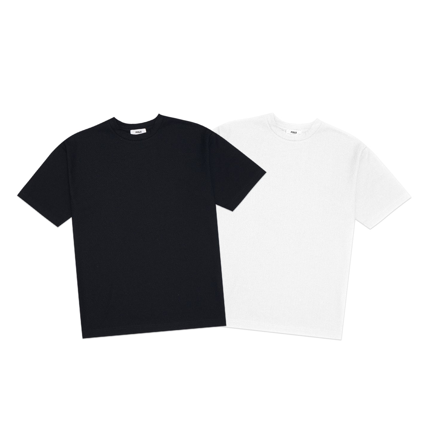 FOLX Solid Square Textured T-Shirt