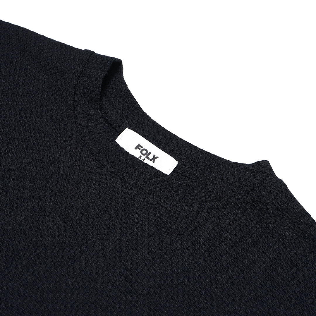 FOLX Solid Square Textured T-Shirt