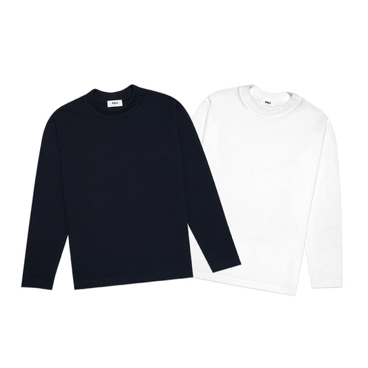 FOLX Solid Rectangle Textured Long Sleeve T-Shirt