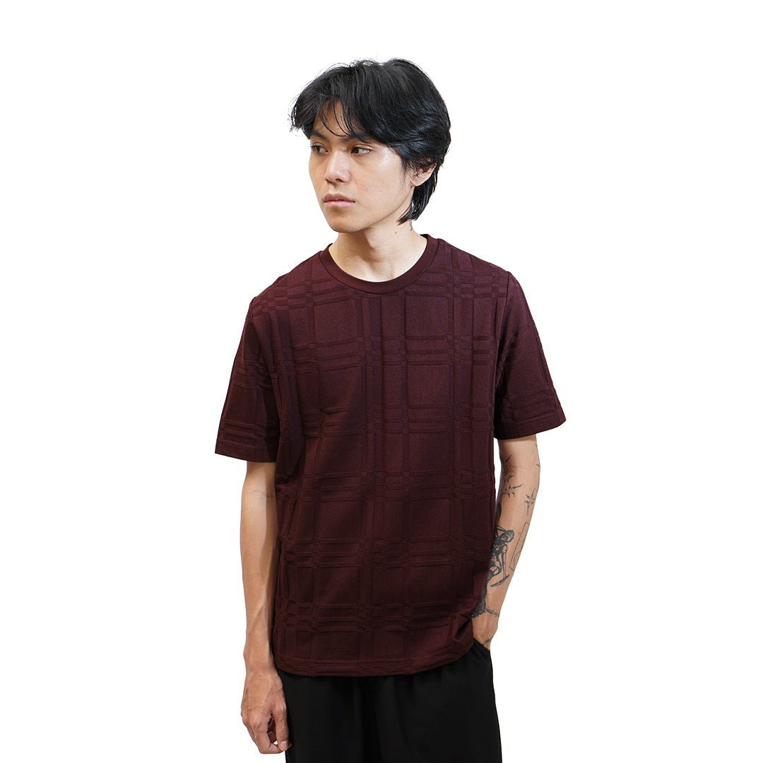FOLX Geometric Square Textured T-Shirt