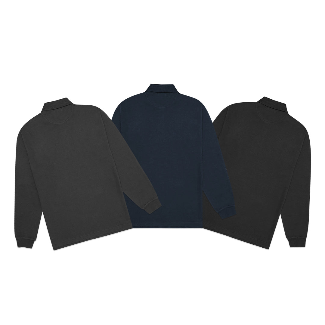 FOLX Basic Pique Long Sleeve Polo Shirt